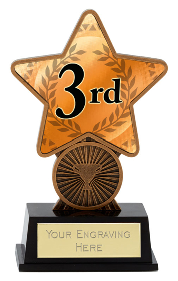3rd Place Superstar Mini Bronze (n) (antique Gold/black) (4.25 Inch (10.5cm))