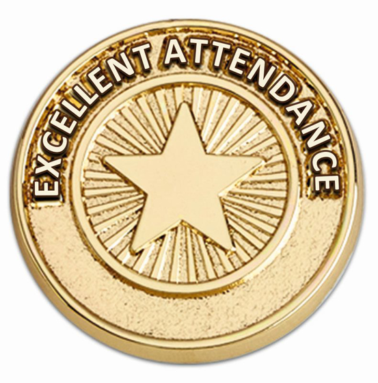 Attendance Pin Badge (gold ) (0.75 Inch (20mm) Diameter)