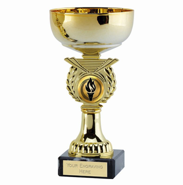 1in Centre Gold/Black Tall Trophy 10.75in Cup FREE Engraving 