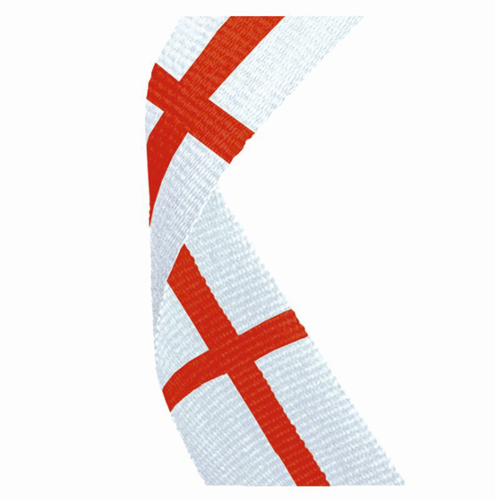 Flag Neck Ribbon England (white/red) (7/8 x 32 Inch (22x810mm))