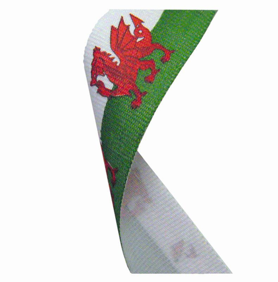 Flag Neck Ribbon Wales (red/green/white) (7/8 x 32 Inch (22x810mm))