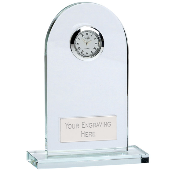 Traverse Crystal Clock with Plate (optical Crystal) (5 5/8 Inch (14cm))