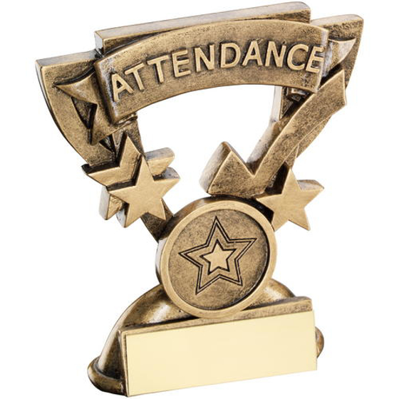 Brz/gold Attendance Mini Cup Trophy - (1in Centre) 3.75in (95mm)