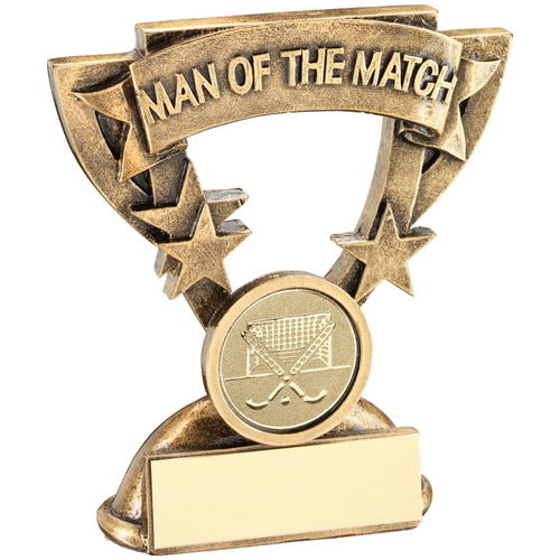 Brz/gold Man Of The Match Mini Cup With Hockey Insert Trophy - 3.75in (95mm)