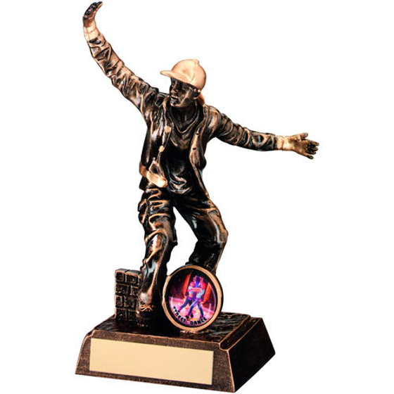 Brz/gold Resin Street Dance Figure Trophy - Male (1in Centre) 7.25in (184mm)