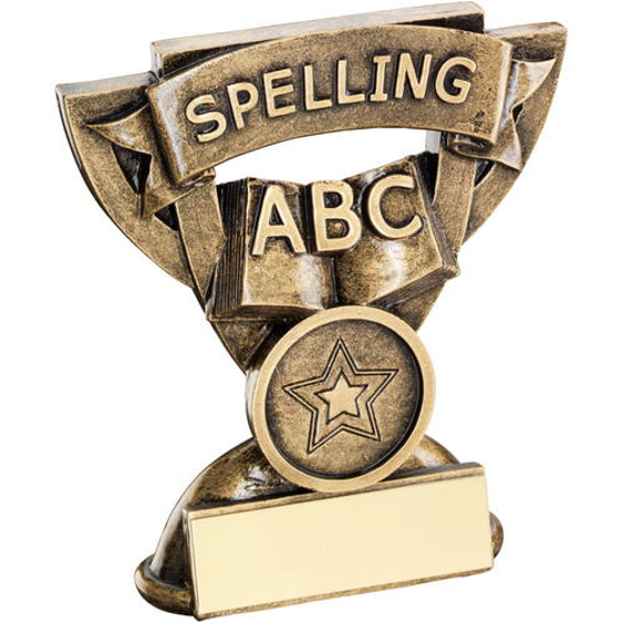 Brz/gold Spelling Mini Cup Trophy - (1in Centre) 3.75in (95mm)
