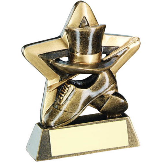 Brz/gold Top Hat/gloves/cane Mini Star Trophy - 3.75in (95mm)