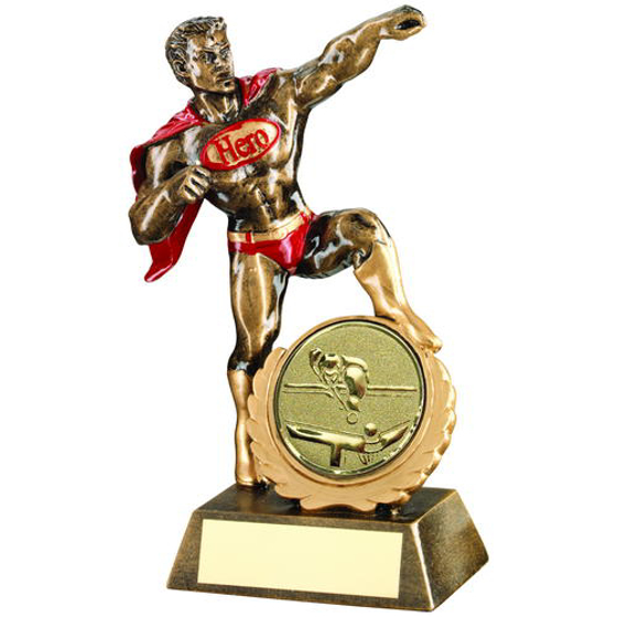 Brz/gold/red Resin Generic 'hero' Award With Pool/snooker Insert - 7.25in (184mm)