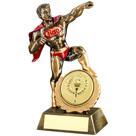 Brz/gold/red Resin Generic 'hero' Trophy - (2in Centre) 7.25in (184mm)