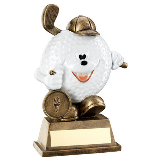 Brz/white Comedy Golf Ball Figure Trophy (1in Centre) - 5.75in (146mm)
