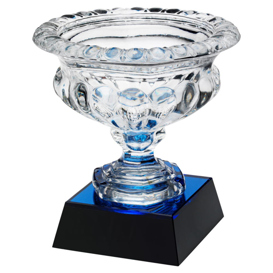 Clear Glass Bowl On Blue/black Base (approx 7"" Dia) - 8.25in (210mm)