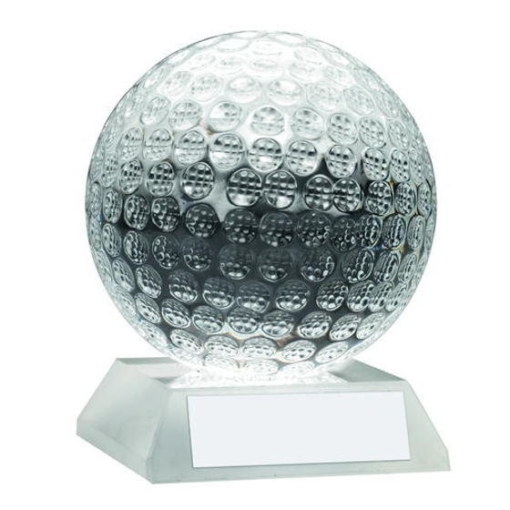 Clear Glass Golf Ball Trophy - 3in (76mm)