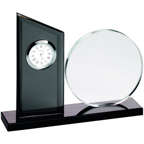 Picture of Clear/black Glass Clock And Round Plaque -   5.25in (133mm)