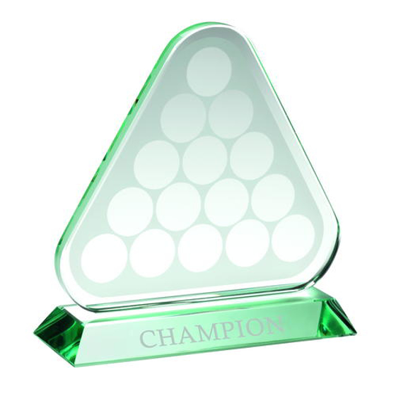 Jade Glass Triangle Plaque With Pool/snooker Balls (10mm Thick) - 6.75in (171mm)