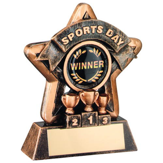Mini Star 'sports Day' Trophy - Brz/gold Sports Day (1in Centre) 3.75in (95mm)