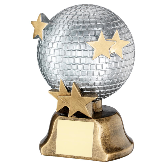 Silver/brz/gold Glitter Ball With Stars Trophy - 6in (152mm)