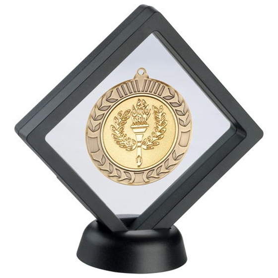 Black/clear Plastic Medal Box With Stand - 6in (152mm)