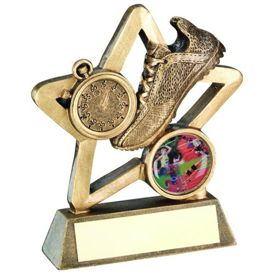 Brz/gold Athletics Mini Star Trophy - (1in Centre) 4.25in (108mm)