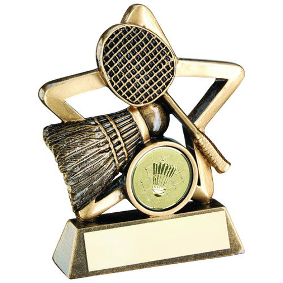 Brz/gold Badminton Mini Star Trophy - (1in Centre) 4.25in (108mm)