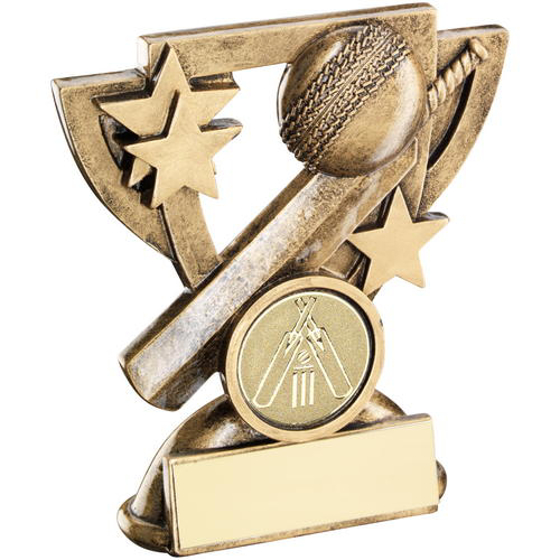 Brz/gold Cricket Mini Cup Trophy - (1in Centre) 4.25in (108mm)