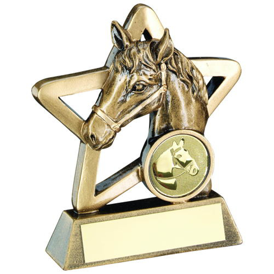 Brz/gold Horse Mini Star Trophy - (1in Centre) 4.25in (108mm)