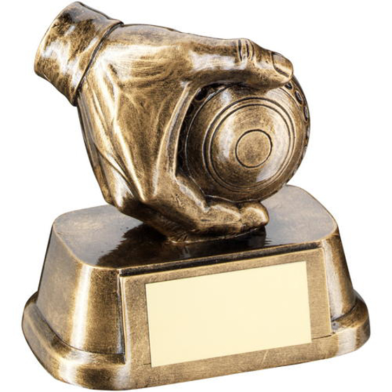 Brz/gold Lawn Bowl In Hand Trophy - 5in (127mm)