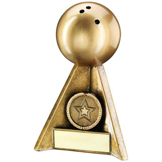 Brz/gold Ten Pin Pyramid Trophy - (1in Centre) 6in (152mm)