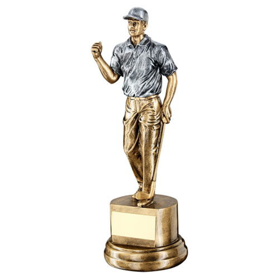Brz/pew Male 'clenched Fist' Golfer Trophy - 12.25in (311mm)