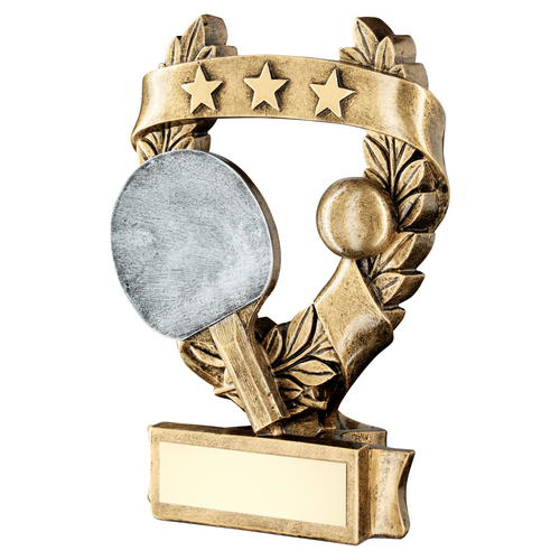 Brz/pew/gold Table Tennis 3 Star Wreath Award Trophy - 7.5in (191mm)
