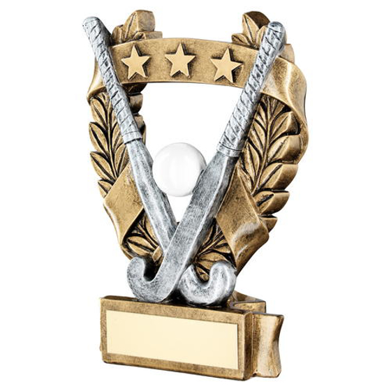 Brz/pew/white/gold Hockey 3 Star Wreath Award Trophy - 7.5in (191mm)