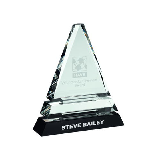 Picture of Clear Glass Pyramid On Black Base - 6.5in (165mm)
