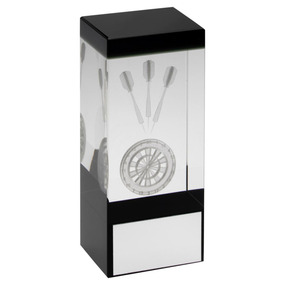 Clear/black Glass Block With Lasered Darts Image Trophy - 5.5in (140mm)