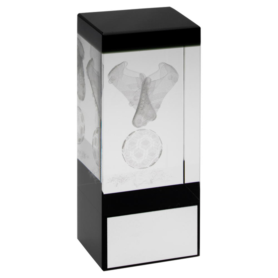 Clear/black Glass Block With Lasered Football Image Trophy - 5.5in (140mm)