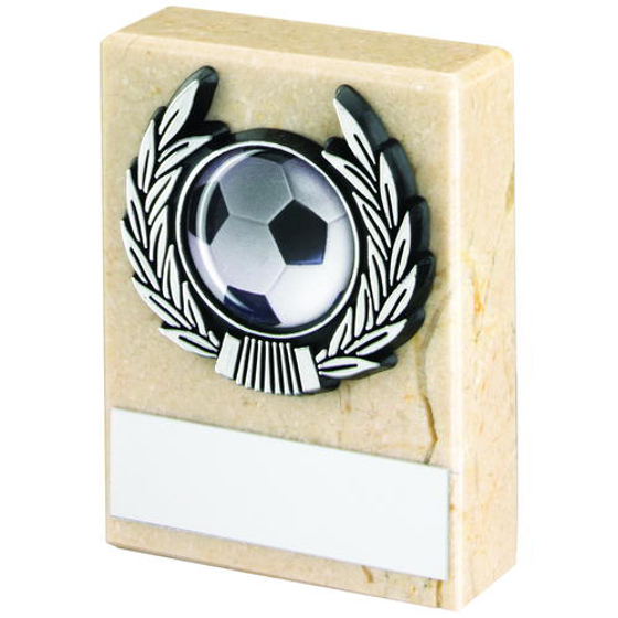 Cream Marble And Silver Trim Trophy - (1in Centre) 5in (127mm)