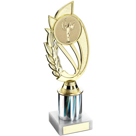 Gold/silver Plastic Holder On Marble Trophy - (2in Centre) 7in (178mm)