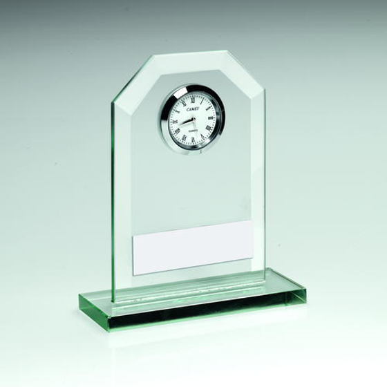 Jade Glass Clock Trophy - 6.25in (159mm)