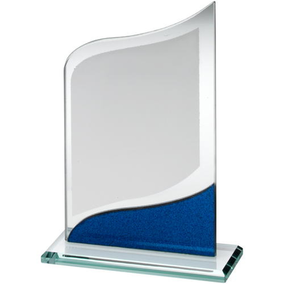 Jade Glass Pointed Plaque With Blue/silver Detail - 8in (203mm)