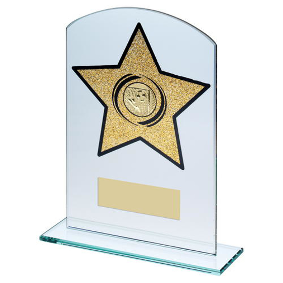 Jade/gold Glass Arched Rectangle With Football Insert Trophy - 8in (203mm)