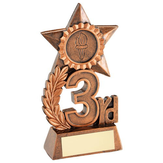 Leaf And Star Award Trophy (1in Centre) - Bronze 3rd - 4.75in (121mm)