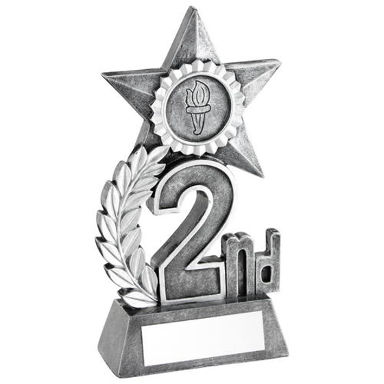 Leaf And Star Award Trophy (1in Centre) - Silver 2nd - 5.5in (140mm)