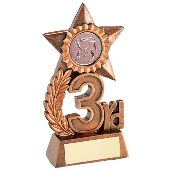 Leaf And Star Award Trophy With Athletics Insert - Bronze 3rd - 4.75in (121mm)