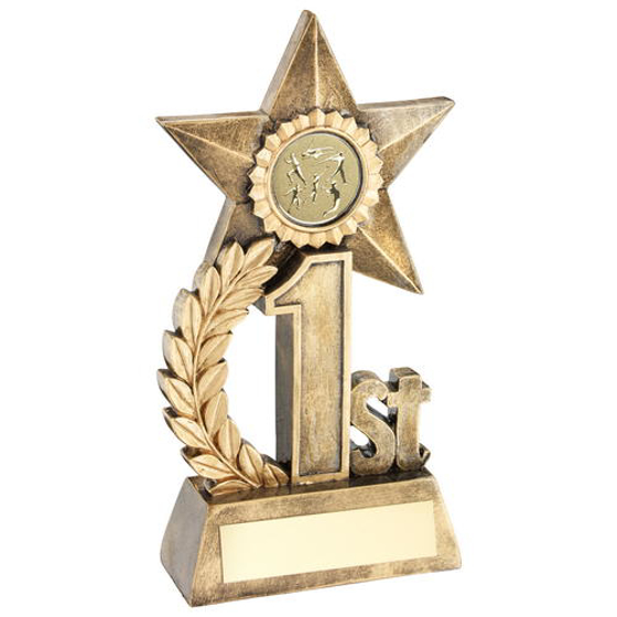 Leaf And Star Award Trophy With Athletics Insert - Gold 1st - 6.25in (159mm)