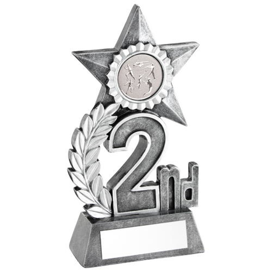 Leaf And Star Award Trophy With Athletics Insert - Silver 2nd - 5.5in (140mm)
