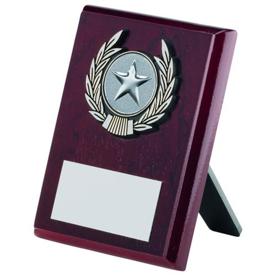 Rosewood Plaque And Silver Trim Trophy - (1in Centre) 6in (152mm)