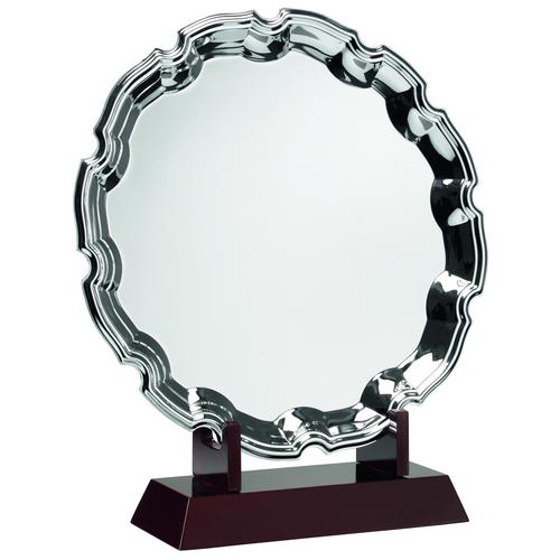 Silver Plated 'chippendale' Salver On Wooden Stand - 11.25in (286mm)