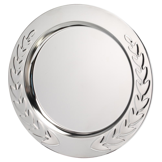Silver Plated Iron Salver…round With Laurel Edge - 0.4mm Thick 9.75in (248mm)