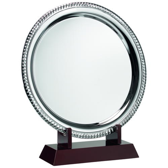 Silver Plated 'rope' Salver On Wooden Stand - 4.5in (114mm)