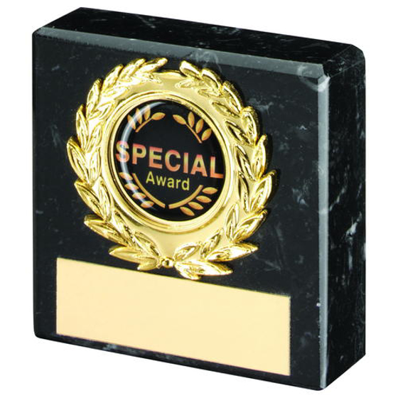 Black Marble And Gold Trim Trophy - (1in Centre) 2.5in (64mm)