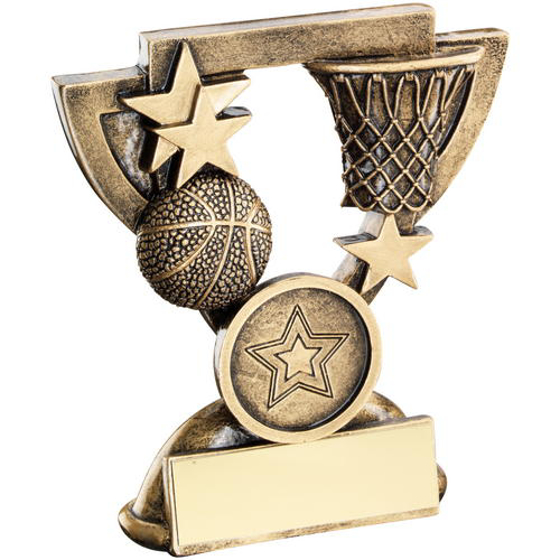 Brz/gold Basketball Mini Cup Trophy - (1in Centre) 3.75in (95mm)