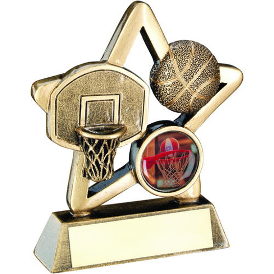 Brz/gold Basketball Mini Star Trophy - (1in Centre) 3.75in (95mm)